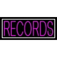 thumbnail image 1 of Pink Records Block White Border LED Neon Sign 10" Tall x 24" Wide - inches Black Square Cut Acrylic Backing, with Dimmer - Premium built indoor Sign for Studio, Club, Décor, Event, Storefront., 1 of 7