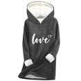 thumbnail image 3 of Oksale Fleece Lined Hoodies for Women Thermal Warm Winter Tops Cozy Long Sleeve Basic Tee Shirts Print Fall Clothes Dark Gray M, 3 of 4