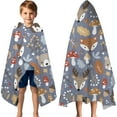thumbnail image 3 of Cute Hedgehogs and Forest Animals Pattern Hooded Bath Towel，60"x35" for Ages 3 To 12 Kids, Quick Dry Lightweight Soft Microfiber Hood Beach Towel Cover Up for Kids, 3 of 7
