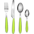 thumbnail image 1 of Cutlery Set of 16, Stainless Steel with Color Handles - 4 Forks, 4 Dinner Knives, 4 Dinner Spoons, 4 Teaspoons - EX07 (Green x 16), 1 of 5