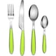 thumbnail image 1 of Cutlery Set of 16, Stainless Steel with Color Handles - 4 Forks, 4 Dinner Knives, 4 Dinner Spoons, 4 Teaspoons - EX07 (Green x 16), 1 of 5