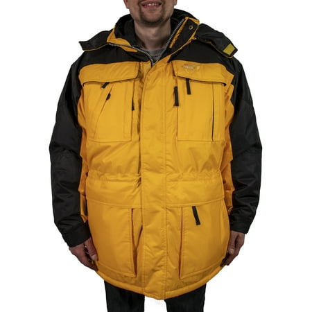 Freeze Defense Warm Men's 3in1 Winter Jacket Coat Parka & Vest (Medium, Yellow)