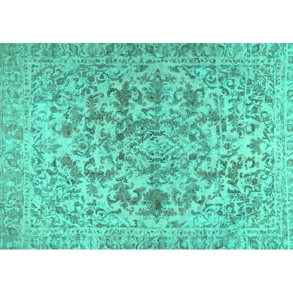 Ahgly Company Indoor Rectangle Persian Turquoise Blue Traditional Area Rugs, 8' x 12'