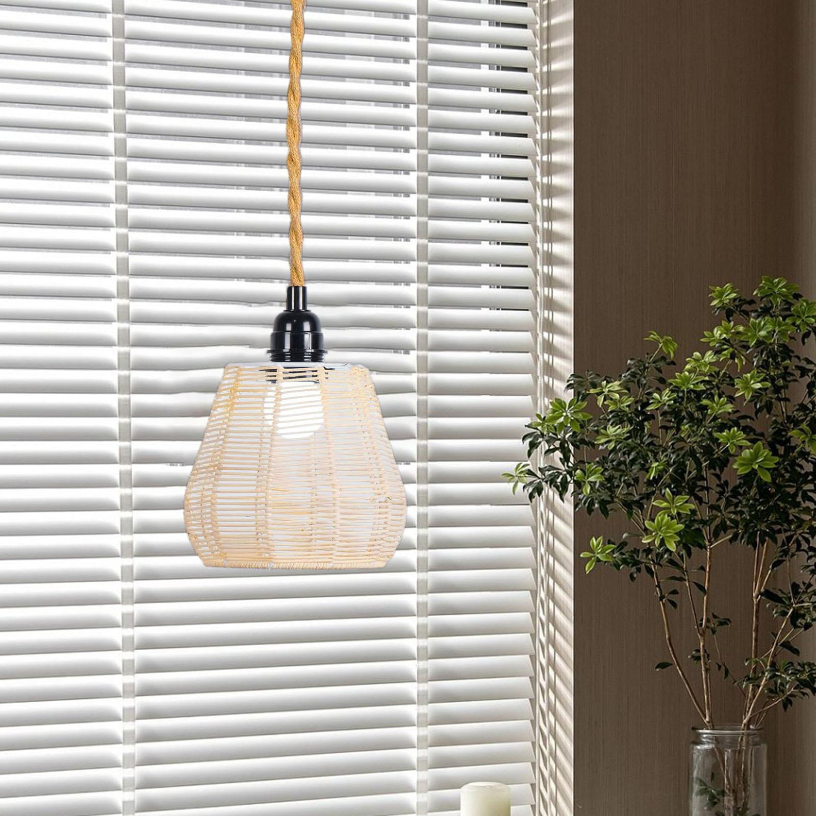 Bvdfgk Ceiling Fan Light Cover, Retro Rattan Woven Chandelier Light Cover, Woven Rattan Style B