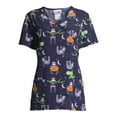 thumbnail image 6 of Scrubstar Halloween "Spooky Sloths" Women's Mock Wrap Print Scrub Top, 6 of 6