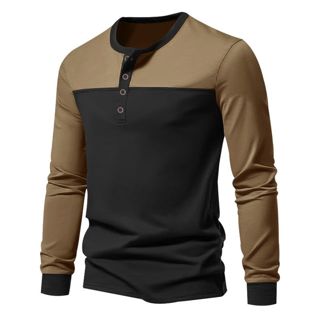 Birdeem T-Shirts à Manches Longues pour Hommes Nouveaux T-Shirts Décontractés Amples à Col Rond à Blocs de Couleur T-Shirt à Manches Longues pour Hommes T-Shirts à Manches Longues pour Hommes