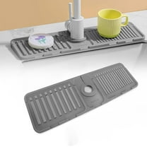 2024 Upgraded Silicone Faucet Mat for Kitchen Sink, 5° Slope Faucet Easy Draining Mat, Guard Draining Mat Silicone Faucet Bathtub Splash Guards (Green, 17.5 x 5.7inch)