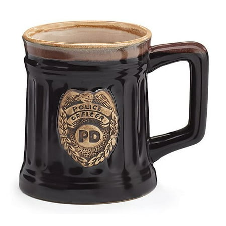 Stein Pimp Cup - Police Officer Porcelain Coffee Mug with Police Department Crest Stein Shaped