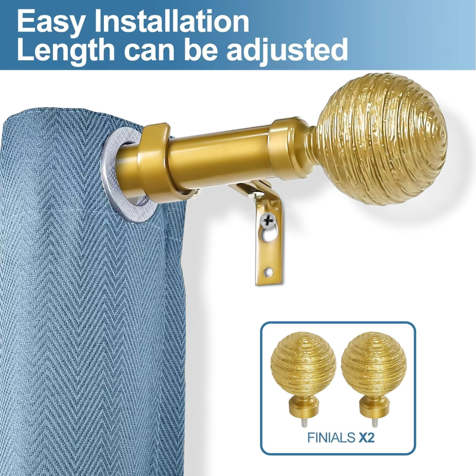 Urbanest 1" Favo Adjustable Curtain Rod, 28"-48", Renaissance Gold