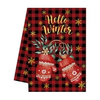 Christmas Kitchen Towels and Dishcloths Absorbent Merry Christmas Hand Dish Tea Towels Plaid Decoration for Xmas Home Gift Supplies (B)