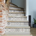 thumbnail image 1 of funlife 14 Strips Stair Riser Stickers Peel and Stick, Self Adhesive Vinyl Stair Risers Staircase Murals Decals Sticker Decor for Steps, 39.37"x7.09", Vintage Geometry, 1 of 8