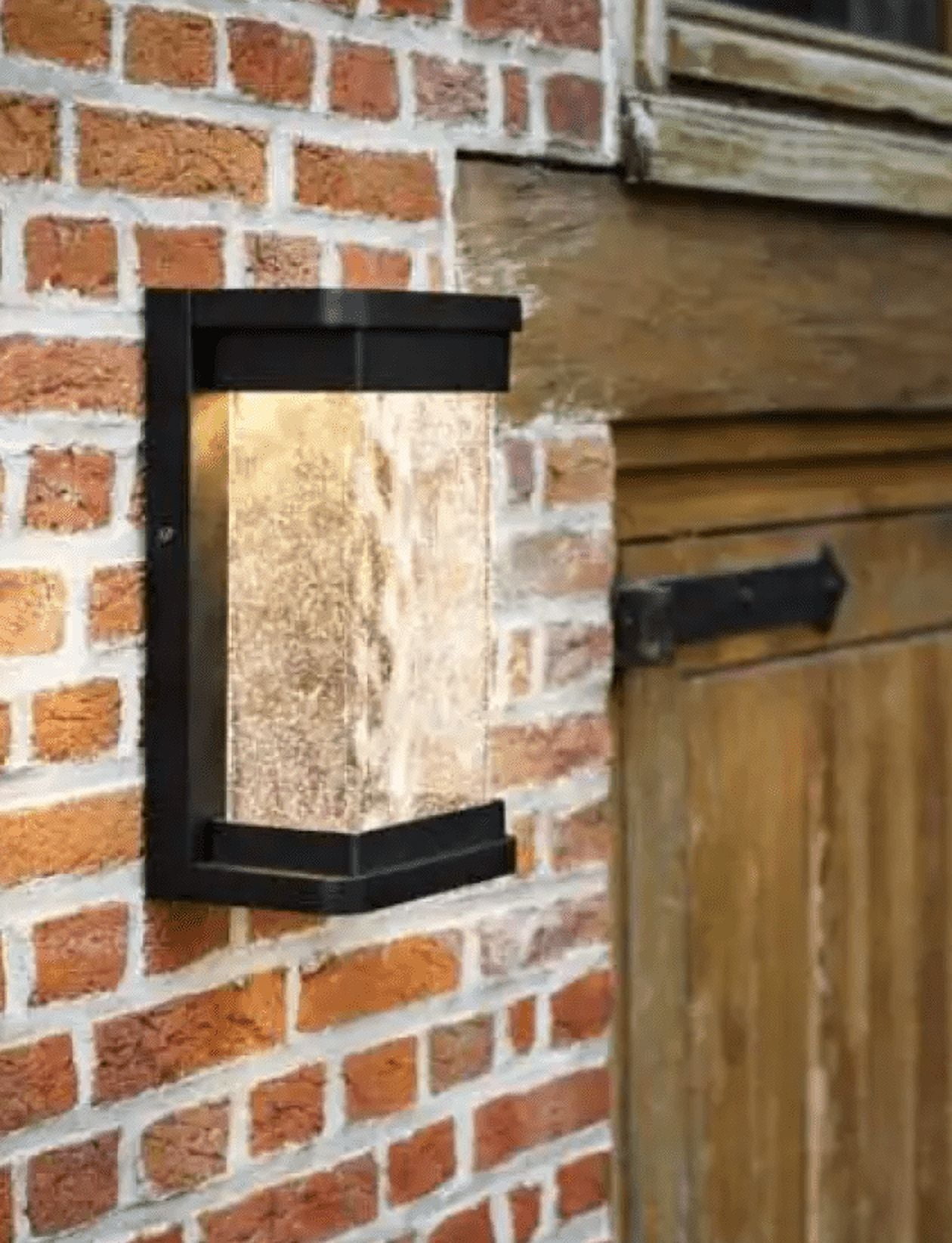 1-Light Black Integrated LED Outdoor Wall Lantern Sconce