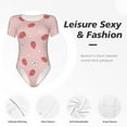 thumbnail image 4 of Vsdgher Floral Strawberr Prinr Short Sleeve Body suit for Womens, Sexy Onesie One Piece Round Neck Bodysuit Shapewear Tummy Control-Large, 4 of 7