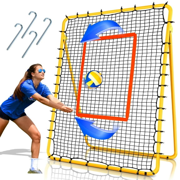 ‌FITPLAY 7x4 FT Volleyball Rebounder Net, 5 Adjustable Rebound Angles Volleyball Training Equipment
