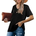 thumbnail image 6 of Summer Saving Wycnly Womens Tops Dressy Casual Short Sleeve V-Neck Solid Summer Shirts Casual Plain Lightweight Workout Tshirt Blouse Black L Clearance Clothes, 6 of 7