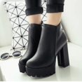 thumbnail image 3 of NECHOLOGY Botas Mujer Adulto Femenino Zapatos Botines para mujer Botas de mujer de tacón superalto con cabeza redonda cálida de lana nueva de otoño e invierno europeo y americano 2022 (Black, 7.5), 3 of 7