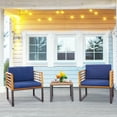 thumbnail image 2 of Costway 3pcs Patio Acacia Wood Bistro Conversation Cushioned Chair & Table Set Outdoor, 2 of 8