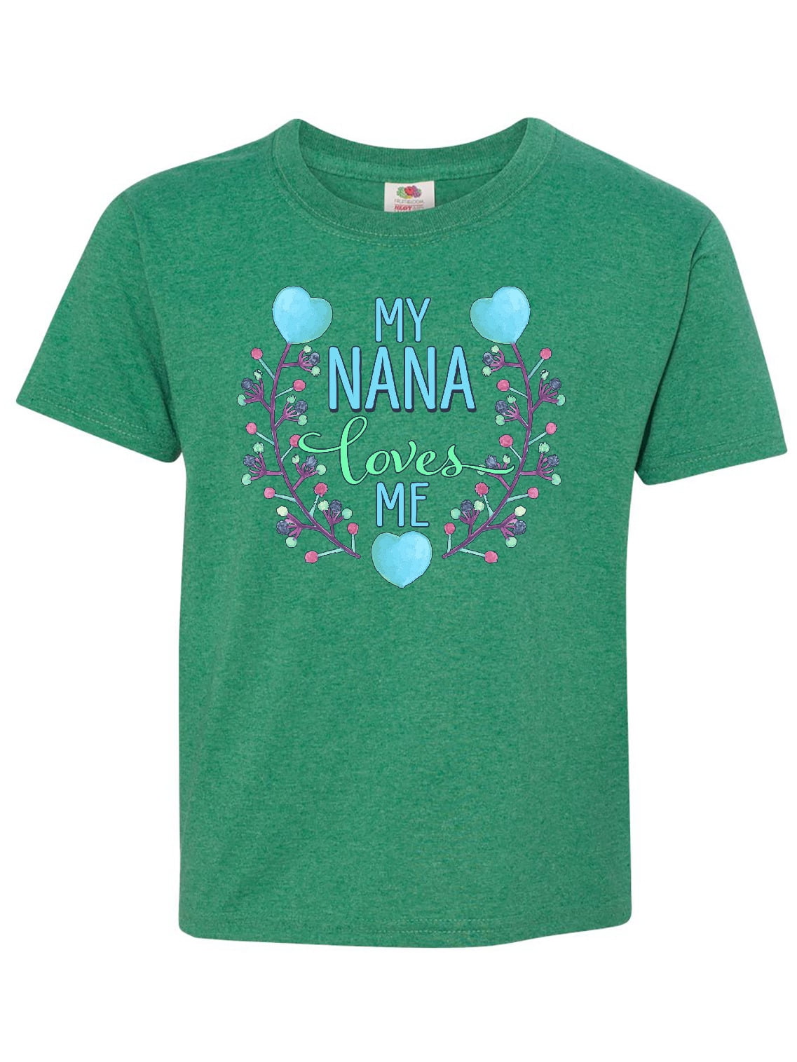 inktastic My Nana Loves Me with Flowers and Hearts Baby T-Shirt