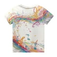 thumbnail image 4 of Abcomgle Girls Tshirts Crewneck Short Sleeve Music Tie Dye Graphic Tops Summer Fashion Cotton Cartoon Tshirts Toddler Cute Girls Blouse 11-12 Years,White, 4 of 5