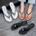 thumbnail image 7 of ZTTD 2023 Sandwiched Herringbone Women's Slippers With Diamond Rhinestone Beach Shoes Flat Bottom Comfortable Flip Flops Sandals Silver, 7 of 7