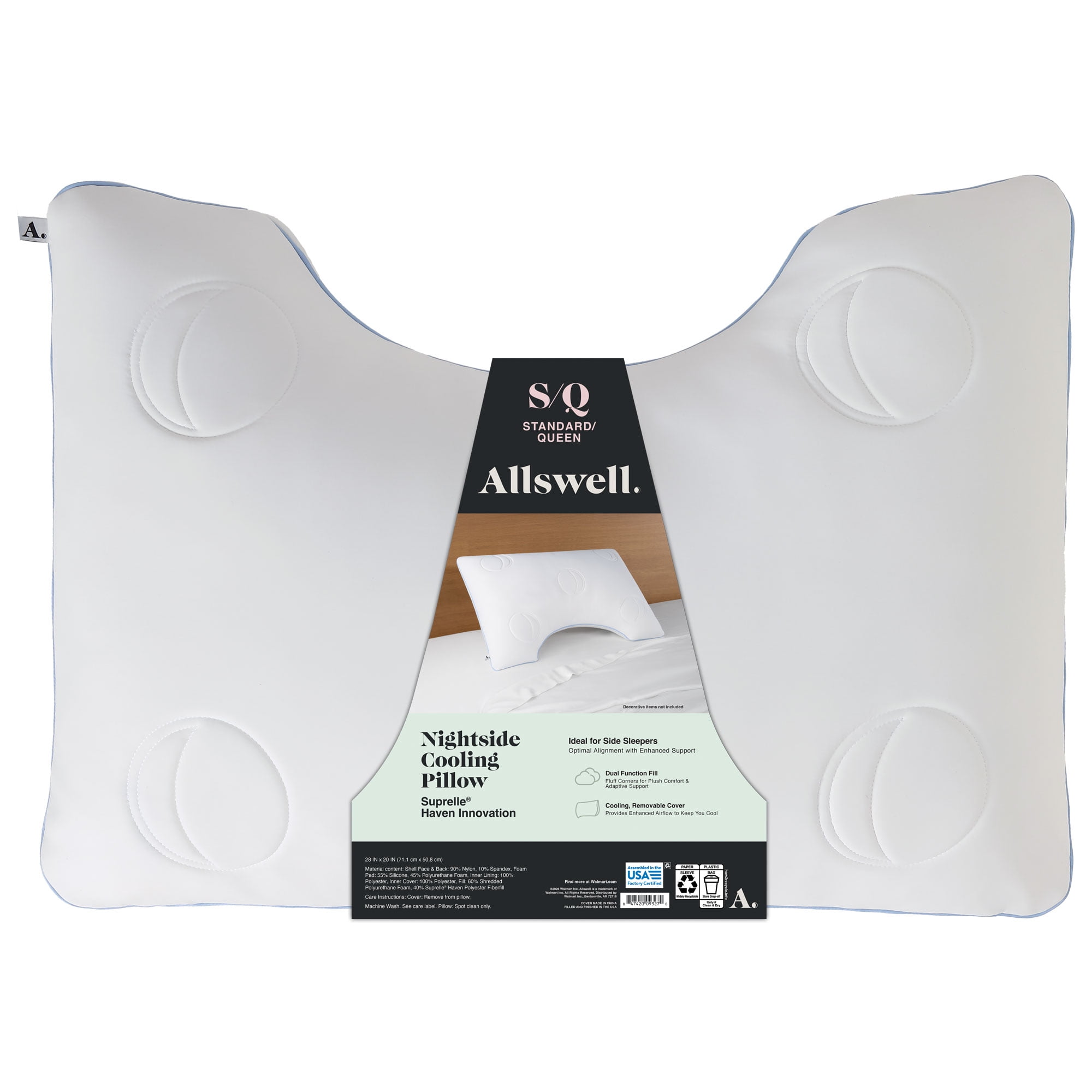 4 pack) Allswell Nightside Cooling Pillow with Dual Function Fill