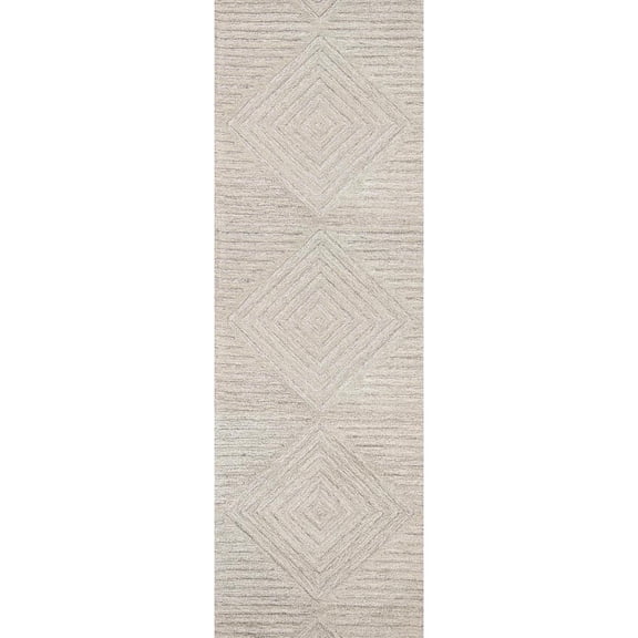 Alora Decor Geneva 2'6" x 8' Solid Natural/Ivory Hand-Tufted Area Rug