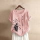thumbnail image 2 of Camiseta Casual de Manga Corta con Botón de Cuello Redondo de las Mujeres, Tops Cortos para las Mujeres, 2 of 3
