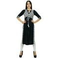 thumbnail image 6 of Bimba Designer Black Straight Kurti Designer Rayon Kurta With Attached Jacket, 6 of 8