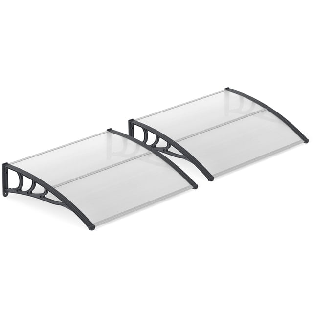 Gymax Auvent d'Entrée Extérieur 2 Pcs pour Terrasse Extérieure, Surplomb avec Cote UPF50+, Gris