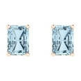 thumbnail image 3 of 2.0 Ct Emerald Cut Studs Natural Swiss Blue Topaz 14K Rose Solid Solid Gold Everyday Dainty Earrings Push Back, 3 of 7