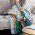 thumbnail image 3 of Farmhouse Oil Painting Blanket Soft Cozy Warm Throw Blanket for Couch, Plush Fuzzy Flannel Fleece Blankets for Sofa, Colorful Cow Animal Wooden Grain Bed Blankets Lightweight Gifts for Women, 50"x60", 3 of 9