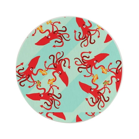 

Circular Drink Coasters Set The Giant Squid Eats Subs Beautiful Home Decor Diatomite Heat-Resistant Diatomite Protect Table Countertop