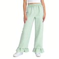 thumbnail image 7 of ITSAME Girls Casual Pants, Ruffle Hem Elastic Waist Plaid Print Kids Fashion Casual Pants Green Size 9-10, 7 of 7