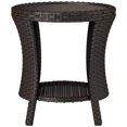 thumbnail image 1 of Table Basse d'Extérieur Ronde en Osier de 18 Pouces, Table d'Appoint de Patio en Rotin PE avec Rangement à 2 Niveaux, Dessus Composite Bois-Plastique, Design Sablier Brun pour Jardin, Balcon et Cour Arrière, 1 of 7