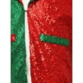 thumbnail image 7 of TSSOE Boys Girls Christmas Shiny Sequins Long Sleeve Lapel Jacket Coat Jazz Latin Disco Street Dance Clothes Red Green 16, 7 of 7
