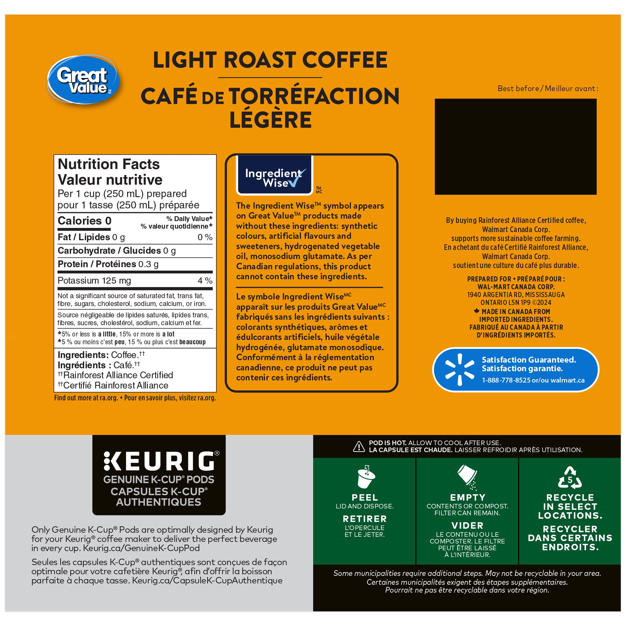 Great Value Light Roast Coffee - Walmart.ca
