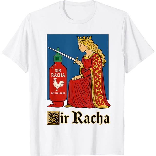 Camisa de Sir Racha con salsa picante, vintage, divertida camiseta de arte medieval