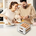 thumbnail image 4 of Egg Organizer for Refrigerator, Rolling Refrigerator Storage Container with Lid, 24-count Double Track Tray for Automatic Rolling & Easy Access, Space-saving Food Storage Box for Kitchen, 4 of 7