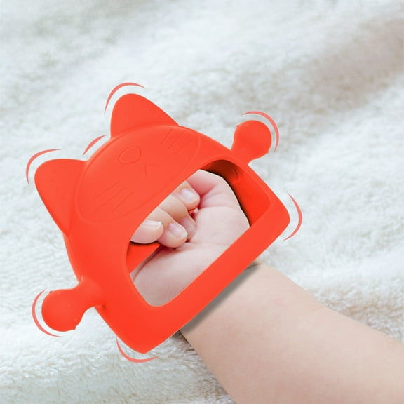 FEOLGEHLY Baby Teething Toys for Babies 0-6 6-12 12-18 Months,Baby Teether Chew Toys for Teething Relief,Food Grade Silicone Teething Mitt, Baby Shower Gifts for Newborn, Orange