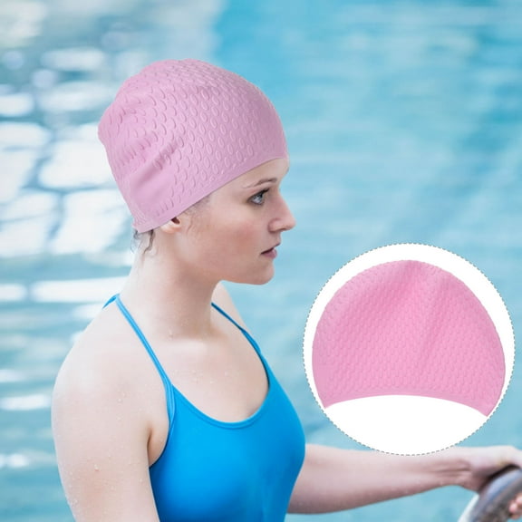 SWETRACE 1Pack Lavender Round Swim Cap for Long Hair Waterproof Premium Silicone 11.4x7.5x0.2in