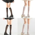 thumbnail image 2 of Womens Girls Sheer Knee High Socks Spring Knee High Stockings Nylons Silk Stockings Sweet Cute Calf Socks Gifts, 2 of 9