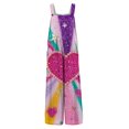 thumbnail image 5 of Fgvctg Valentine's Day Womens Jumpsuits Sleeveless Date Night Spaghetti Straps Overalls Fashion Wide Leg Pant Love Heart Graphic Bib Overalls Rompers Sprimg Pants With Pockets Red XL, 5 of 6