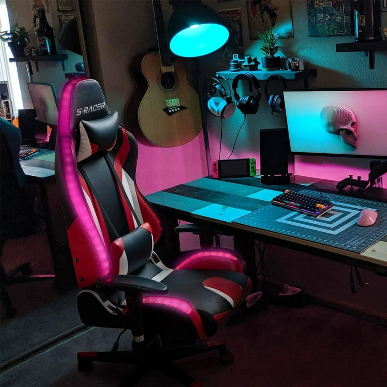 Homall Gaming Chair RGB Lighting High Back Computer Chair PU