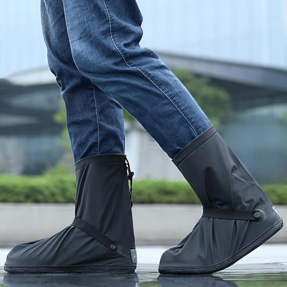 New Men Waterproof Anti-slip Rain Shoes Cover Reusable Boots Gear Flat Overshoes 