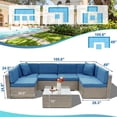 thumbnail image 3 of Eclife 7 Pieces Rattan Wicker Patio Conversation Set Metal Frame Outdoor All-Weather Cushions and Glass Coffee Table for Garden lawn, 3 of 8