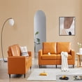 thumbnail image 2 of Canddidliike Mid Century ​PU Leather Upholstered Sofa Set, 3 Seat Couch & Love Seats - Brown, 2 of 10