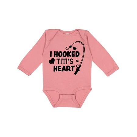 

Inktastic I Hooked Titi s Heart with Fishing Rod Gift Baby Boy or Baby Girl Long Sleeve Bodysuit