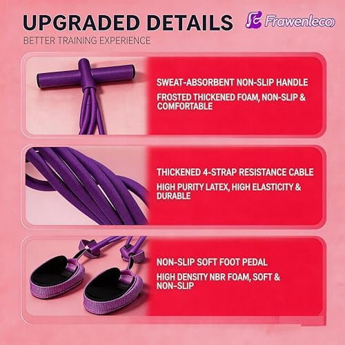 Fitness Resistance Bands with 4 Tube Pedal Ankle Puller, Elastic Yoga Pedal Stretch Band for Exercise, AB Training, Sit Up Equipment