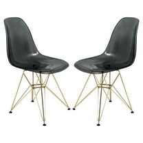 Eiffel Side Chairs Set of 2 - Modern Transparent Black Chairs, Gold Base, Ergonomic Design, Indoor Outdoor Seating