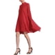 thumbnail image 4 of VESTIDOS DE CHIFFON INSPIRADORES CHIC PARA MUJERES, CON MANGA DE CAPA SUELTA Y FLUIDA, VESTIDO PLEATADO L ROJO, 4 of 6